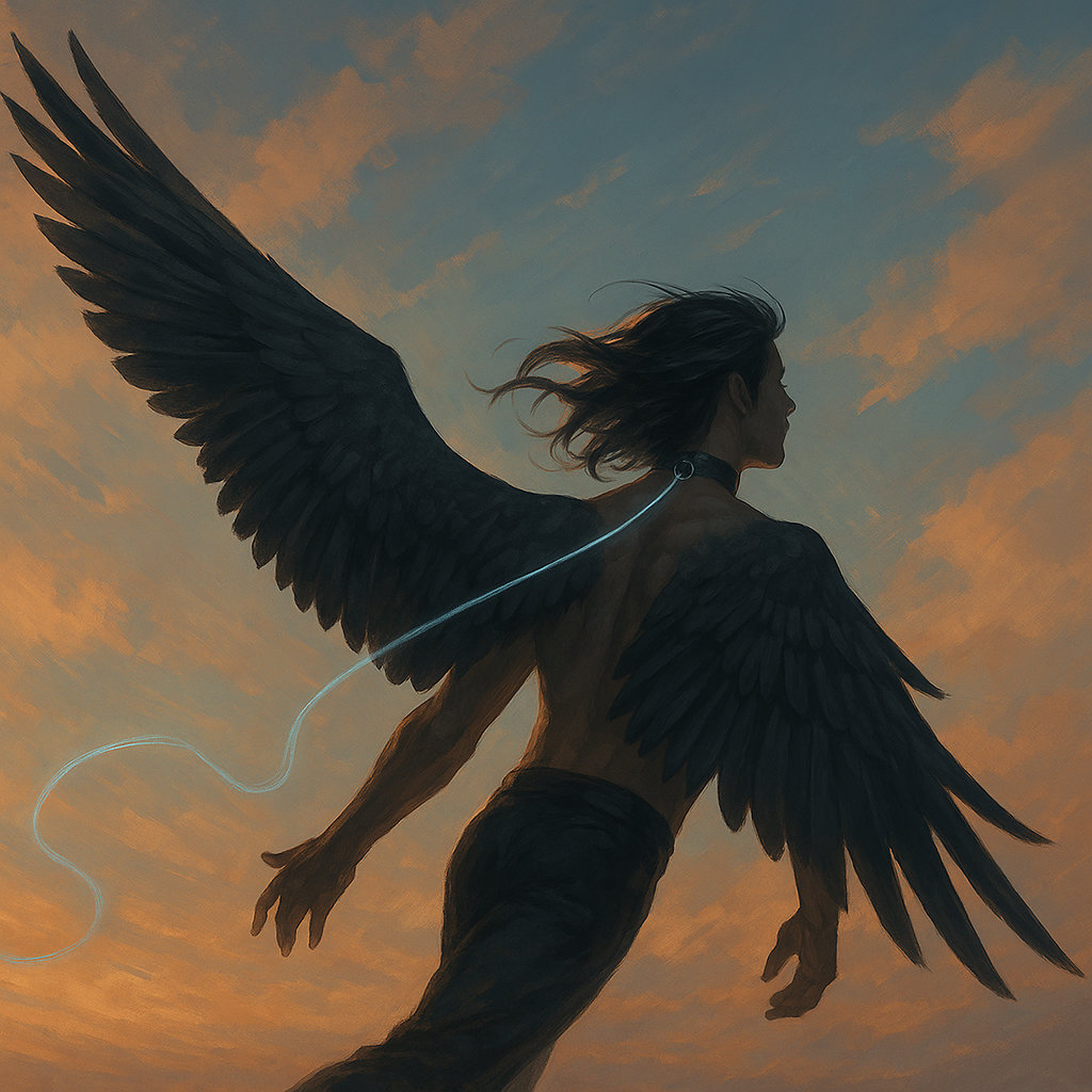 Damion is flying, but he's still leashed