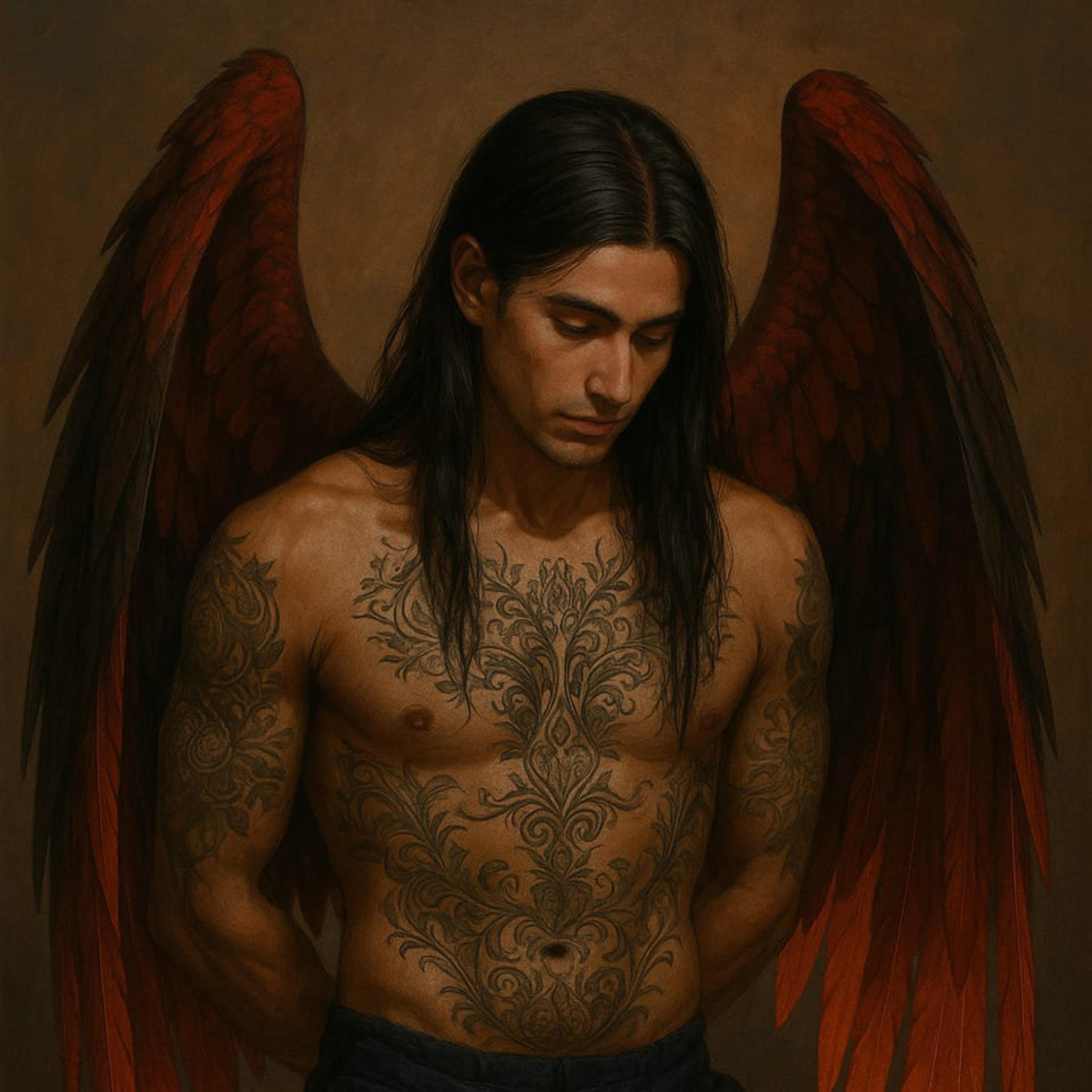 Damion kneeling and bound