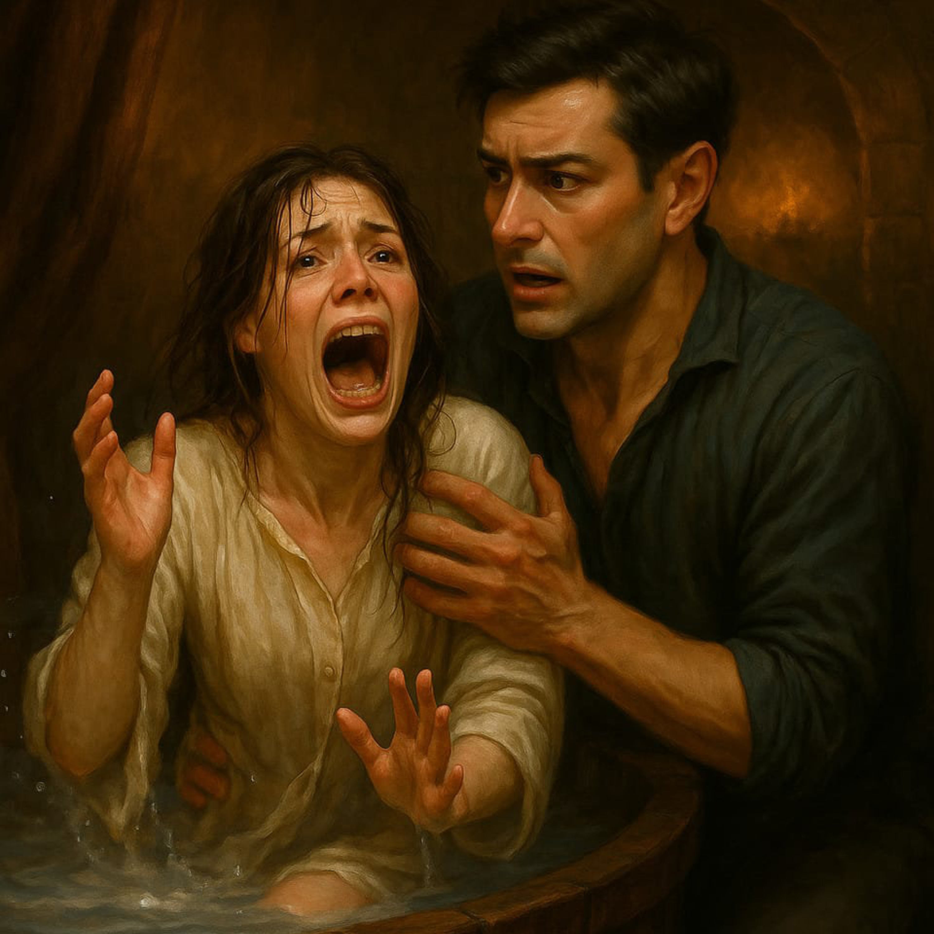 Mulsae pulls Hanna out of the tub after she tried to drown herself