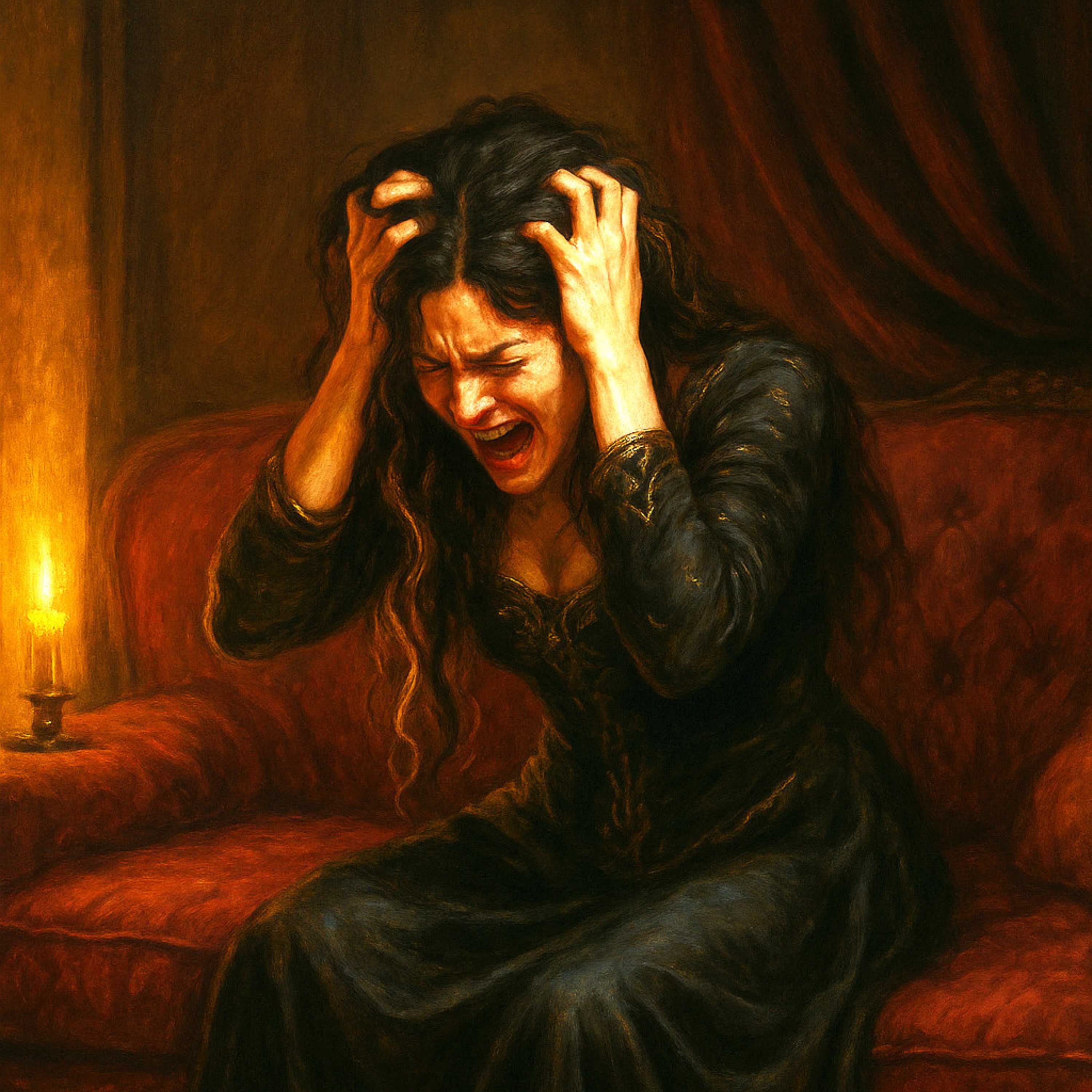 Zudaeshi screams when she discovers Garrick has found a lover